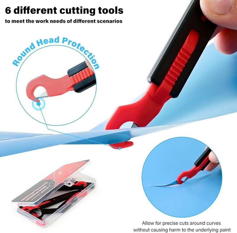 Gomake Vinyl Wrap Guard Cutter Knife Window Tinting Cutter Precision Automotive Safety Cutting Tool for Car Wrapping, Window Tinting,Decals,Signs, Wrap Film and Other Car Vinyl Cutting(W200) - Image 2